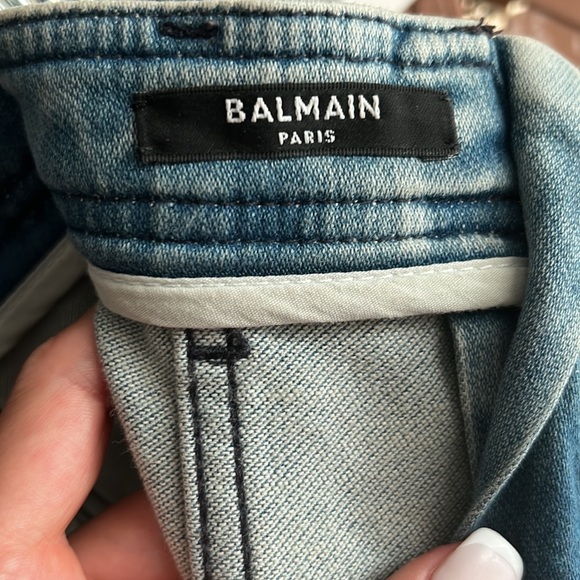 Balmain Button Embellished Denim Mini Skirt - Picture 6 of 7